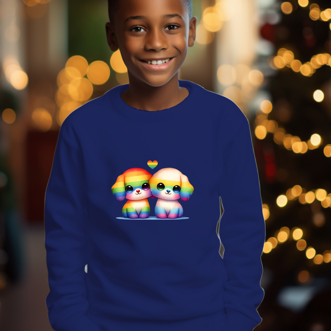 Kid's Sweatshirt - Cute Rainbow Animal Puppies