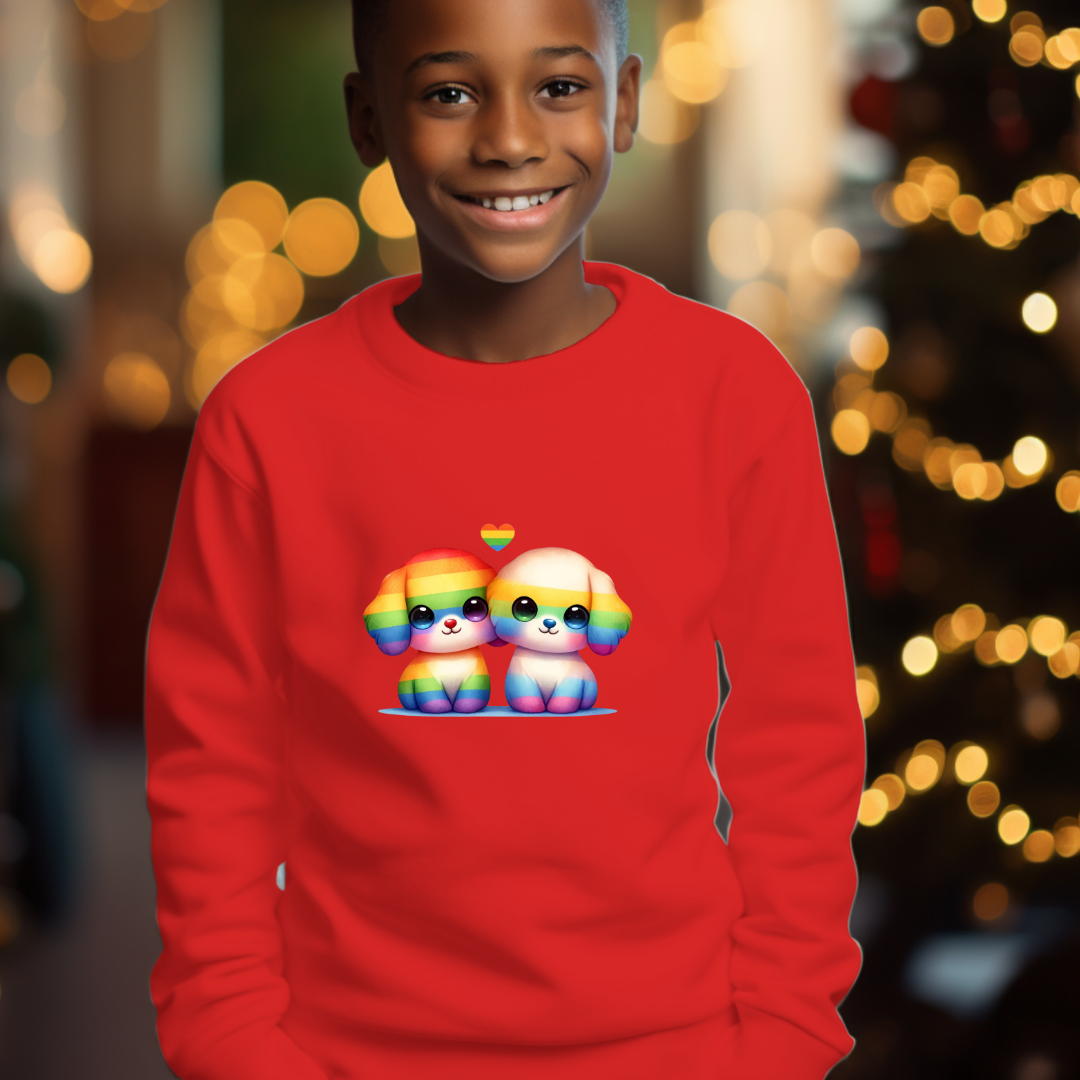Kid's Sweatshirt - Cute Rainbow Animal Puppies