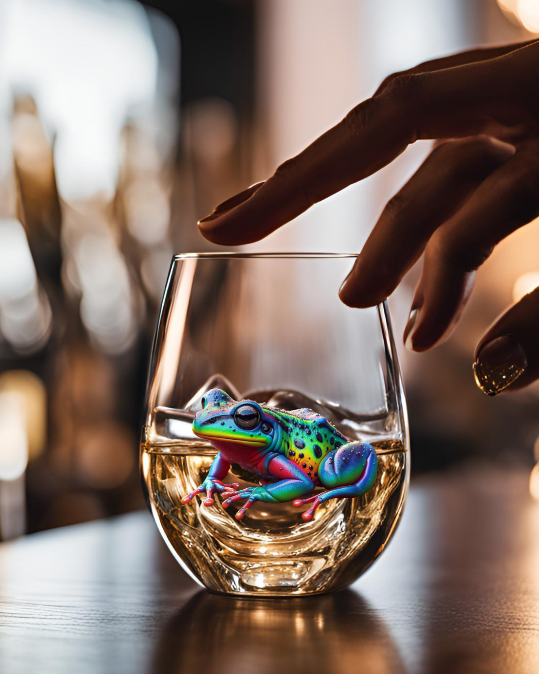 Rainbow Poison Dart Frog Whiskey Glass
