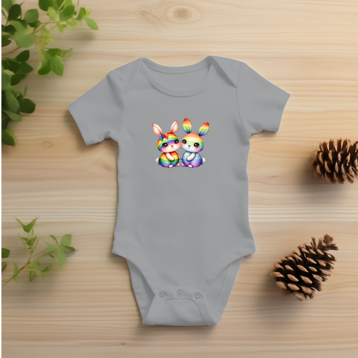 Onesie - Playful Rainbow Rabbits