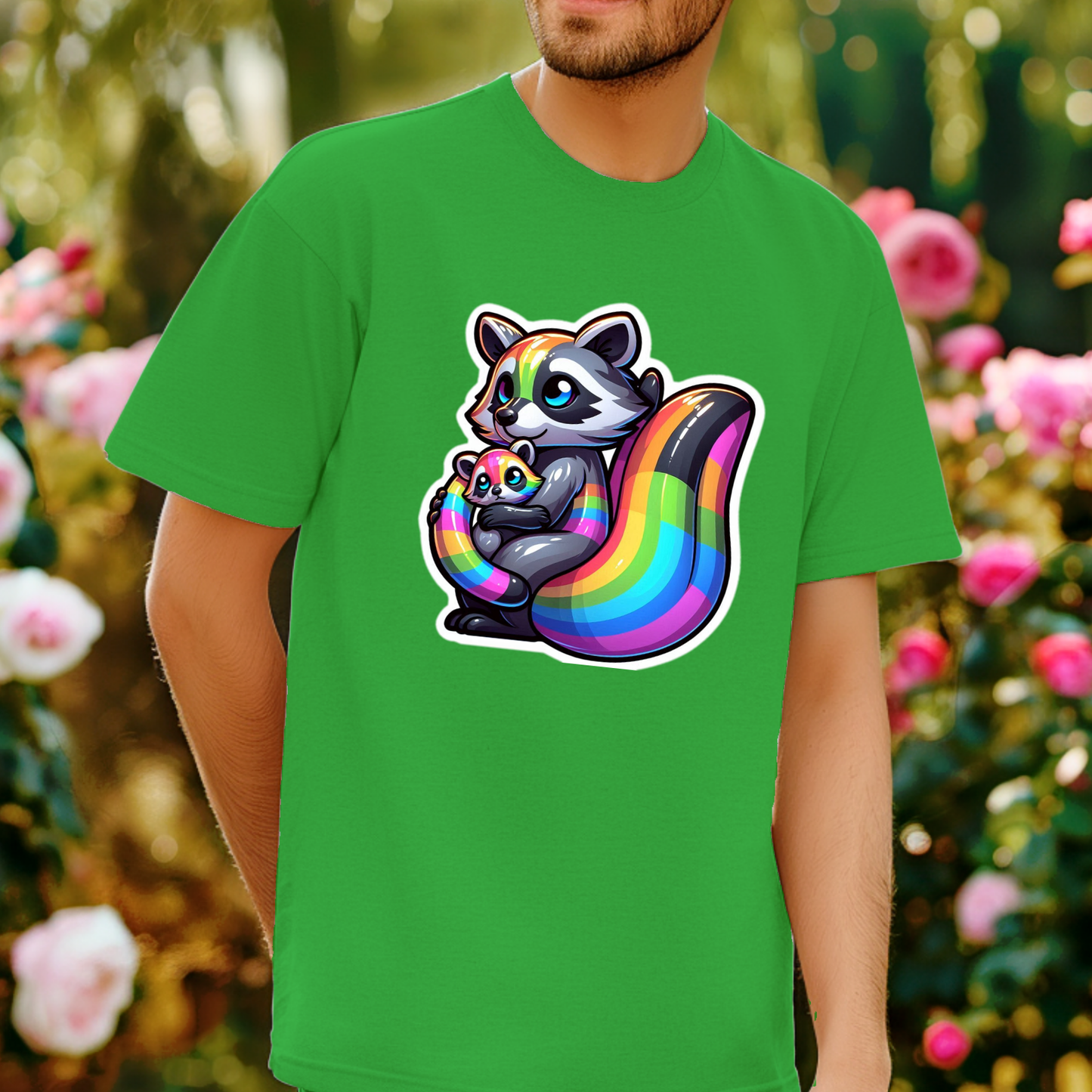 Rainbow Animals T-Shirt Collection: Adorable Raccoon