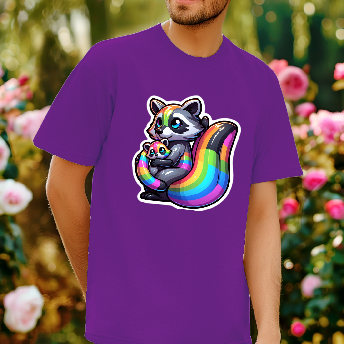 Rainbow Animals T-Shirt Collection: Adorable Raccoon