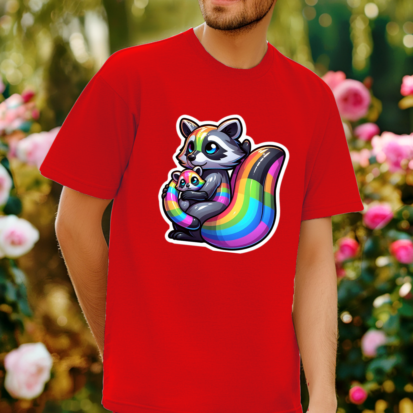 Rainbow Animals T-Shirt Collection: Adorable Raccoon