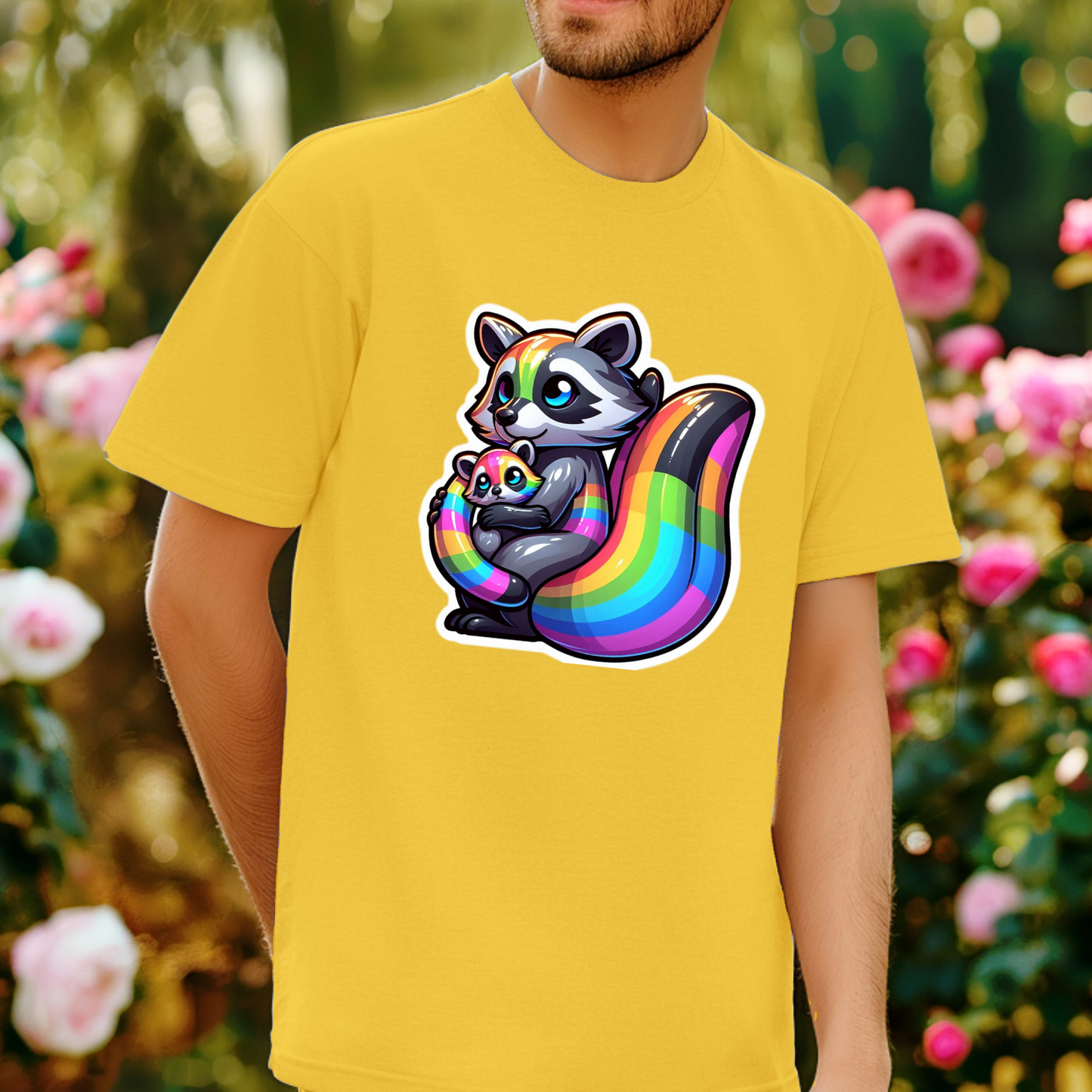 Rainbow Animals T-Shirt Collection: Adorable Raccoon