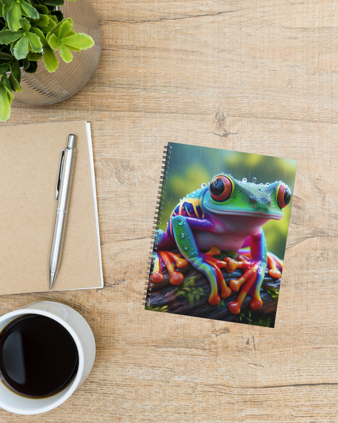 Spiral Notebook - Rainbow Red-Eyed Tree Frog (say that fast 3 times!)