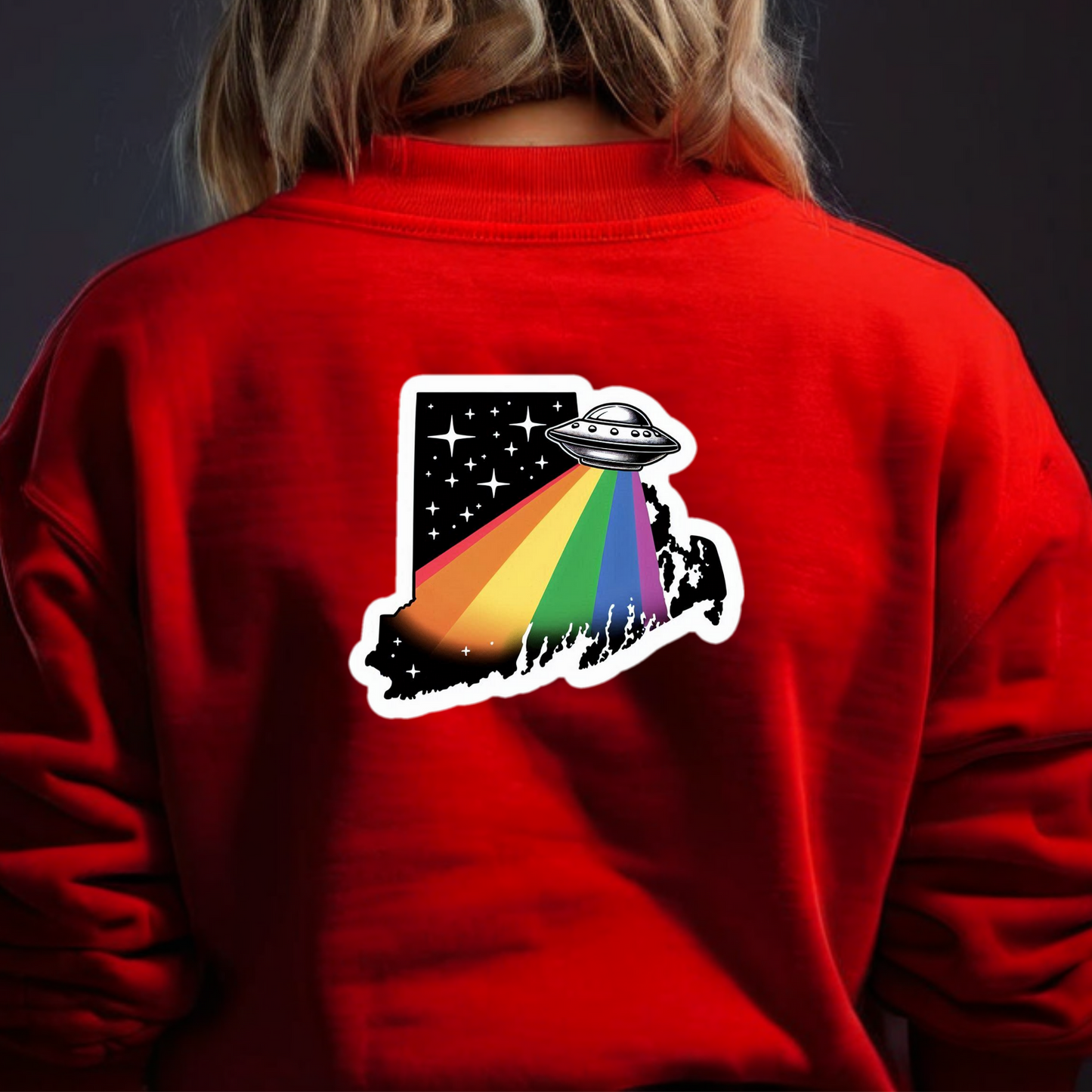 Rhode Island PRIDE Sweatshirt On The Back