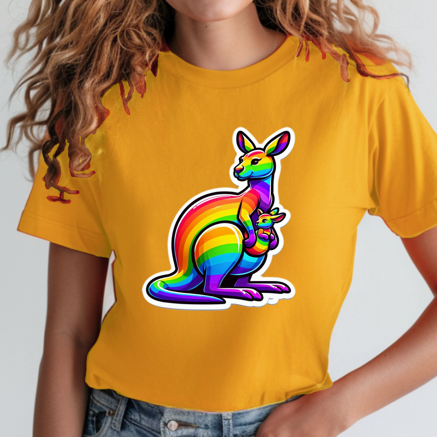 Rainbow Animals T-Shirt Collection: Kangaroo and Joey