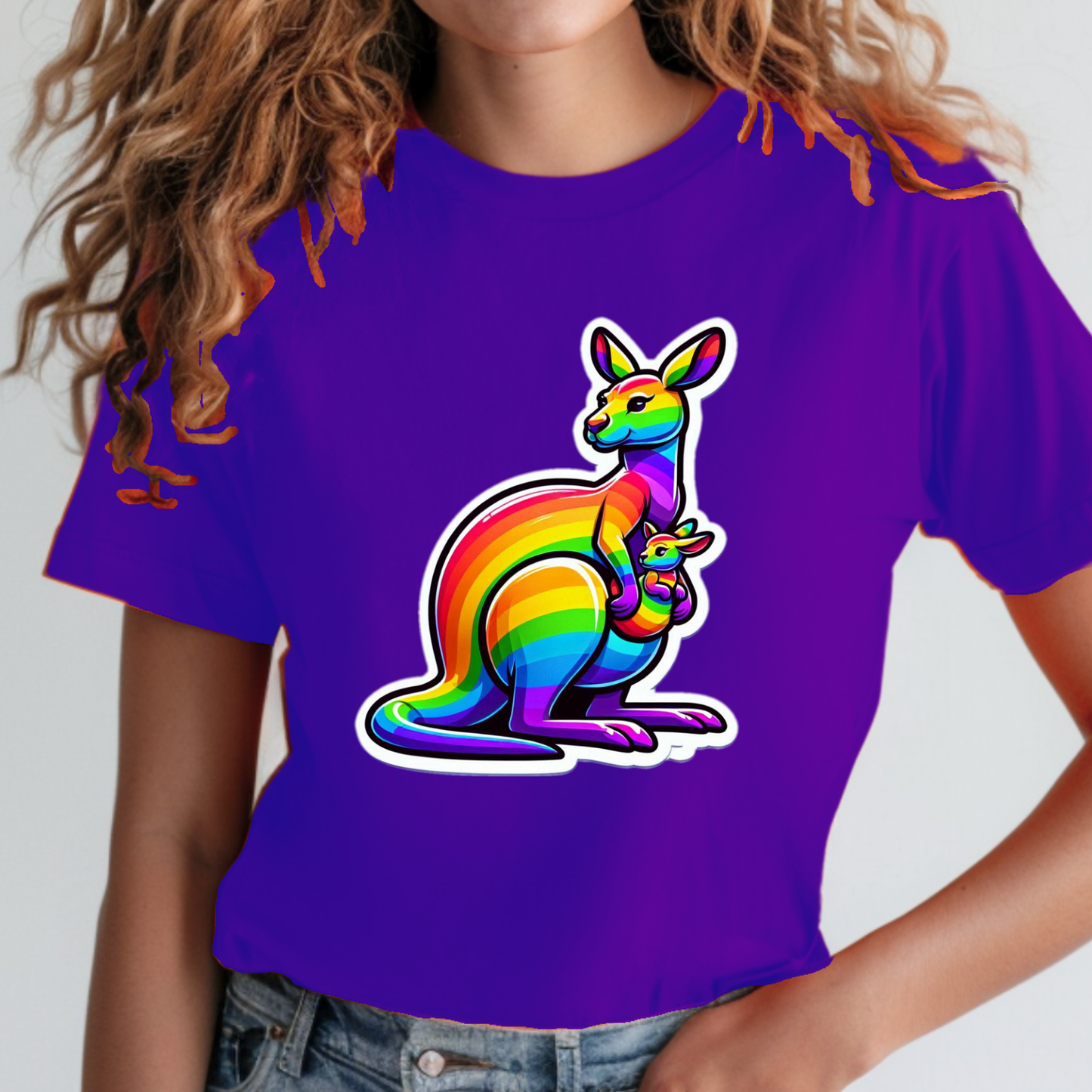 Rainbow Animals T-Shirt Collection: Kangaroo and Joey