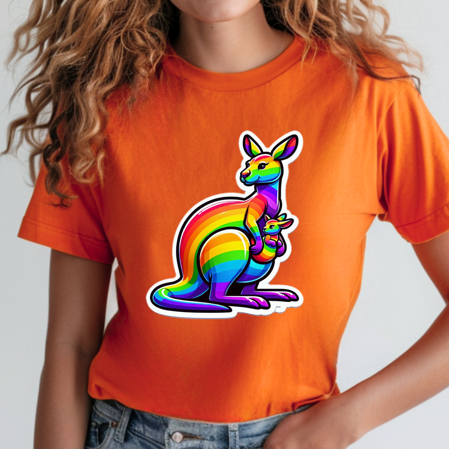 Rainbow Animals T-Shirt Collection: Kangaroo and Joey