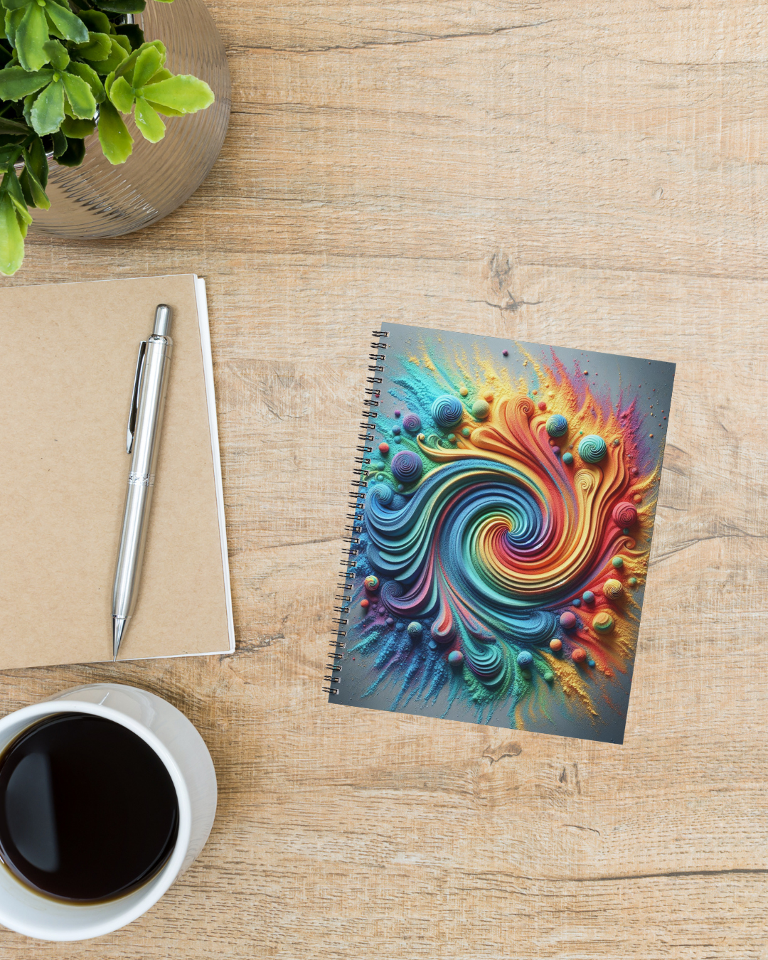 Rainbow's Zen Sand Art Spiral Notebook - Ruled