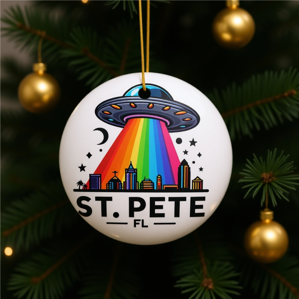 Aliens over St. Pete Christmas Ornament
