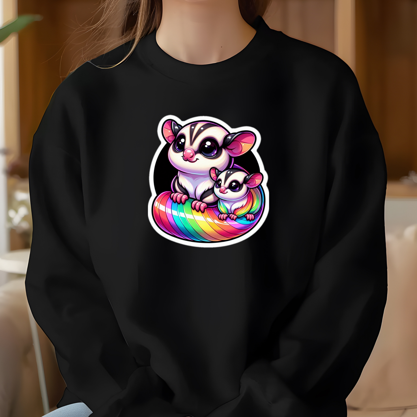 Rainbow Cartoon Sugar Glider Sweatshirt
