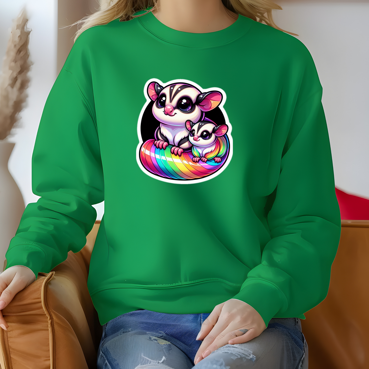 Rainbow Cartoon Sugar Glider Sweatshirt
