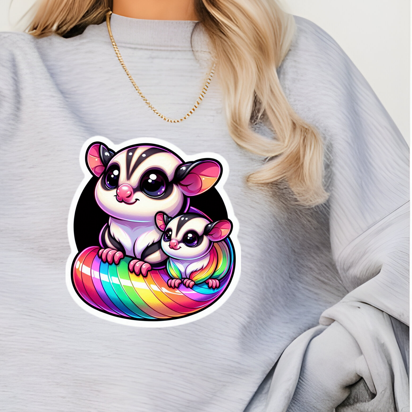 Rainbow Cartoon Sugar Glider Sweatshirt