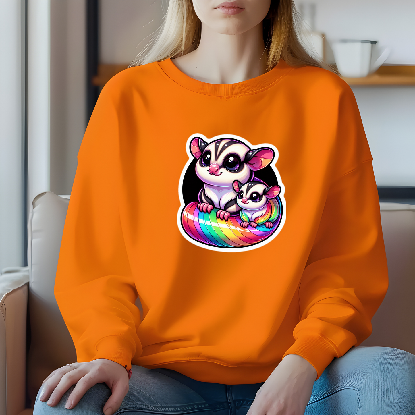 Rainbow Cartoon Sugar Glider Sweatshirt