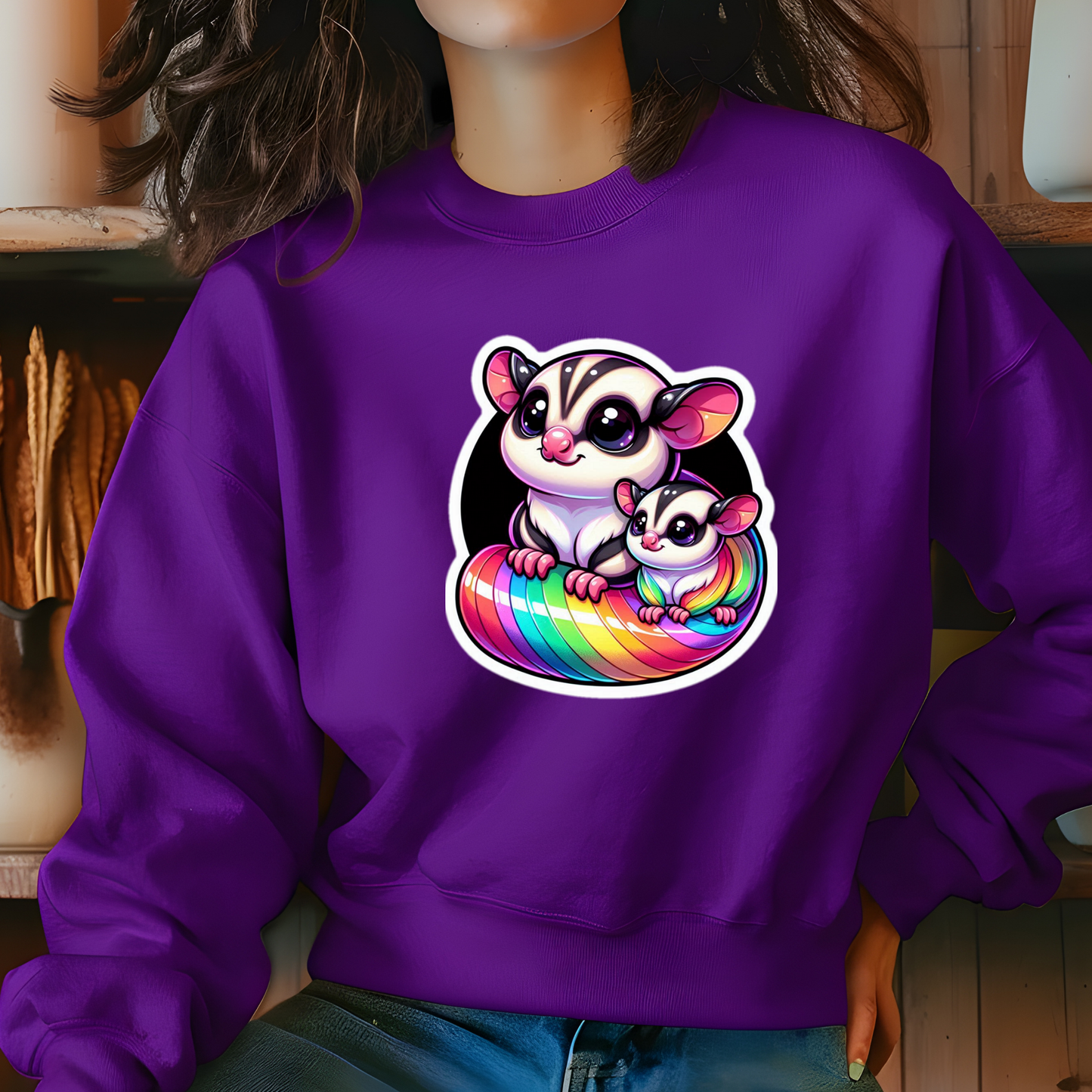 Rainbow Cartoon Sugar Glider Sweatshirt