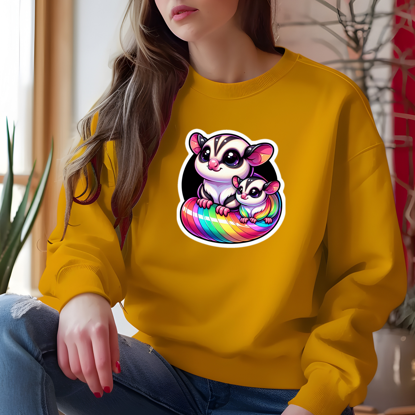 Rainbow Cartoon Sugar Glider Sweatshirt