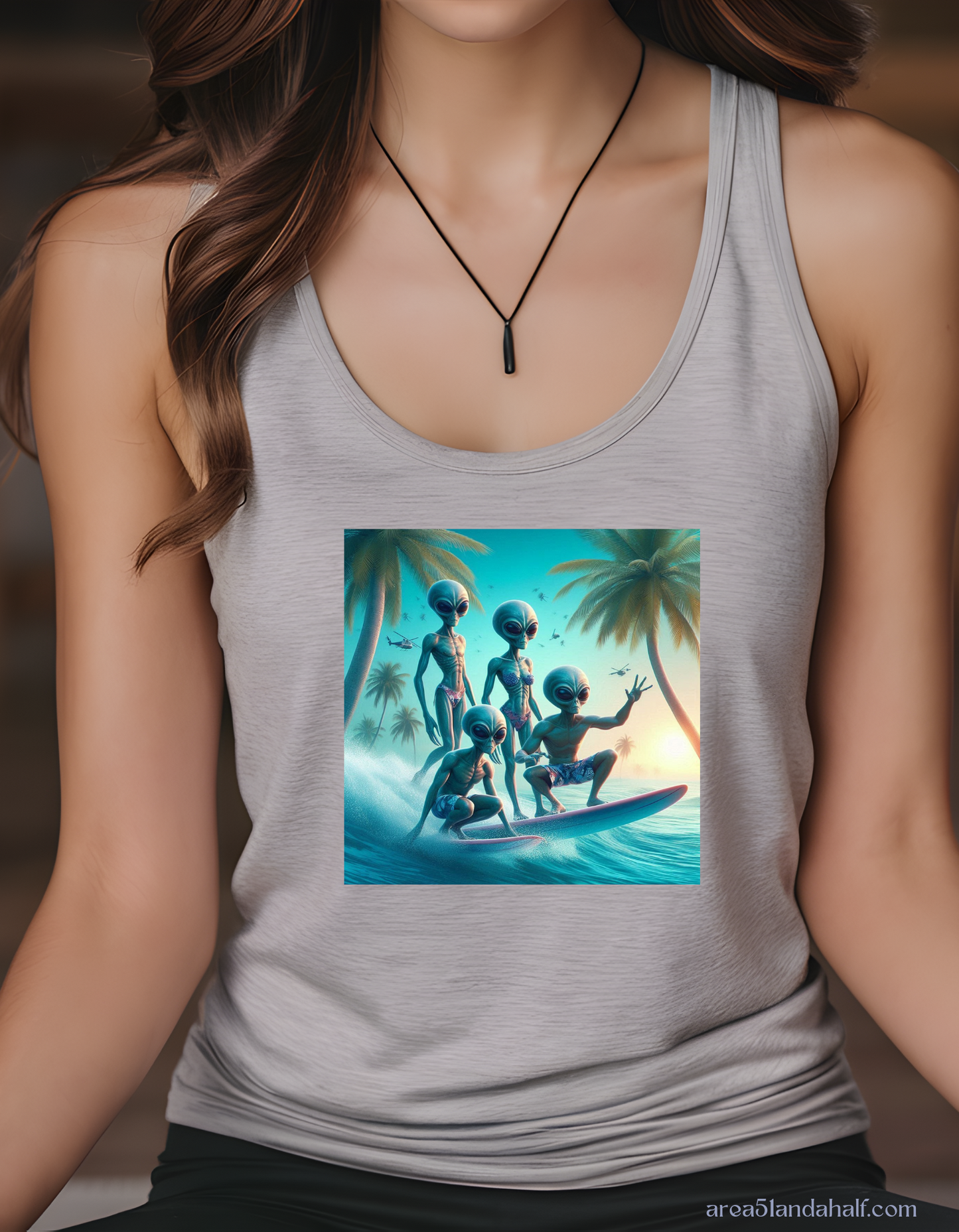 Surfing Aliens Unisex Tank