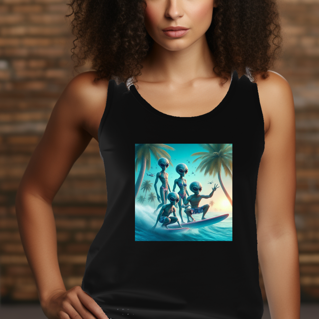 Surfing Aliens Unisex Tank