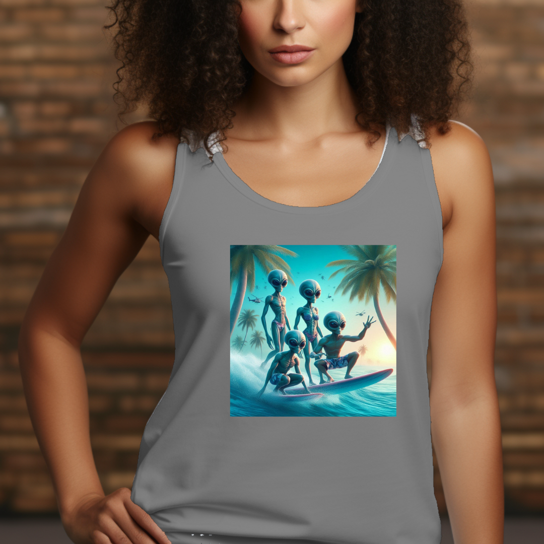 Surfing Aliens Racerback Tank