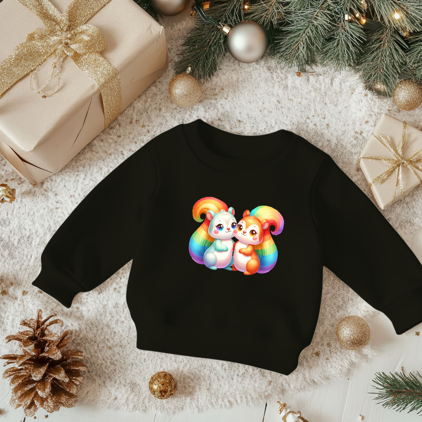 Cute Rainbow Squirrels Toddler Sweatshirt