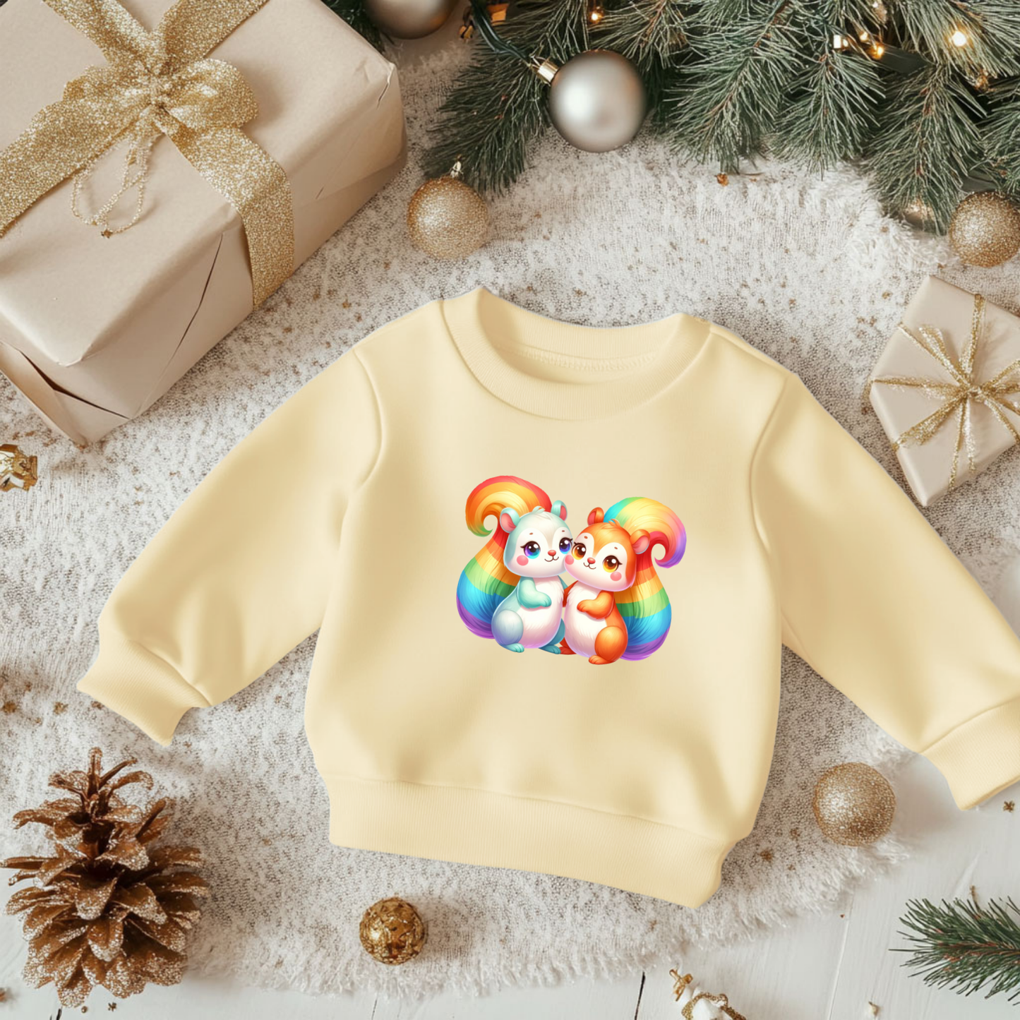 Cute Rainbow Squirrels Toddler Sweatshirt