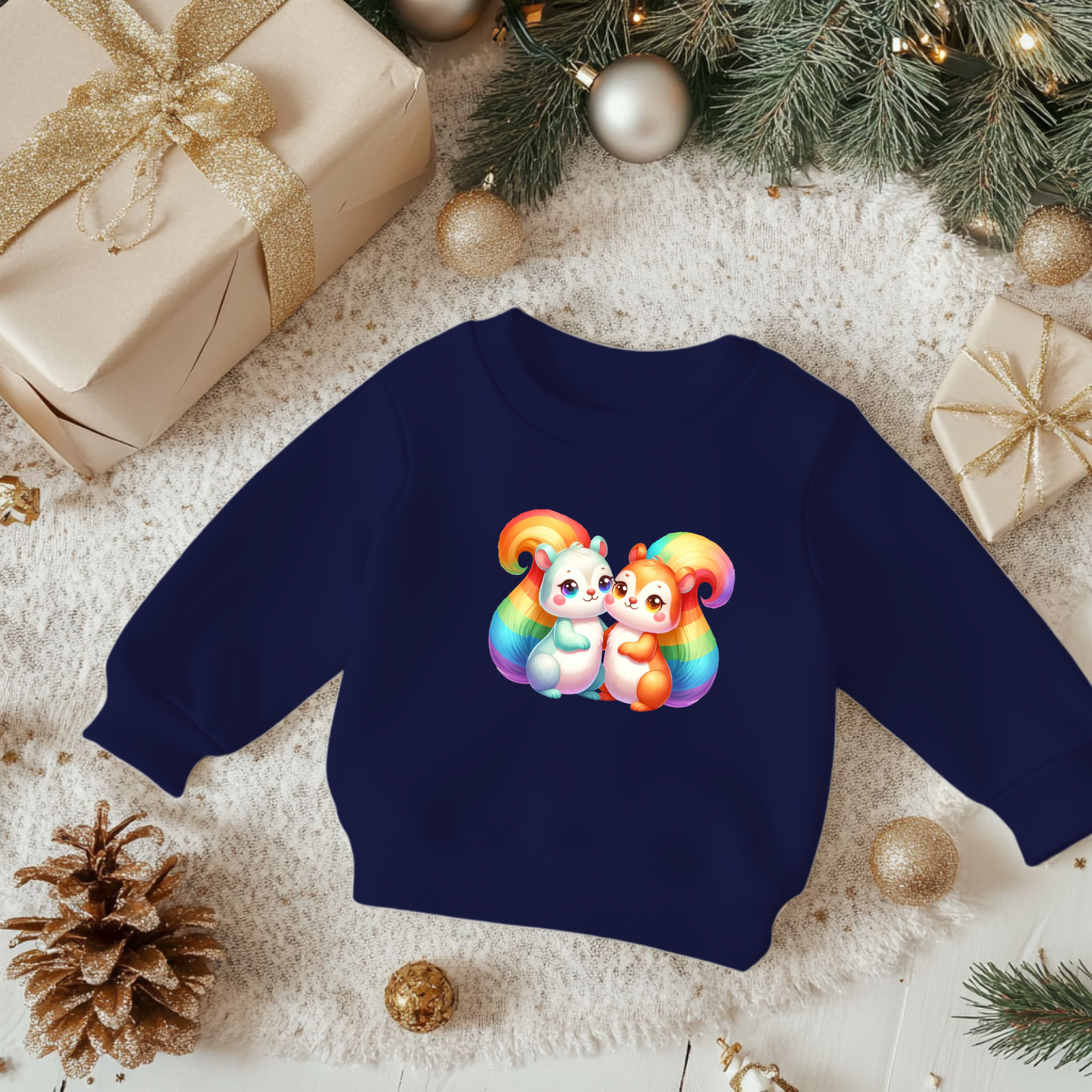 Cute Rainbow Squirrels Toddler Sweatshirt