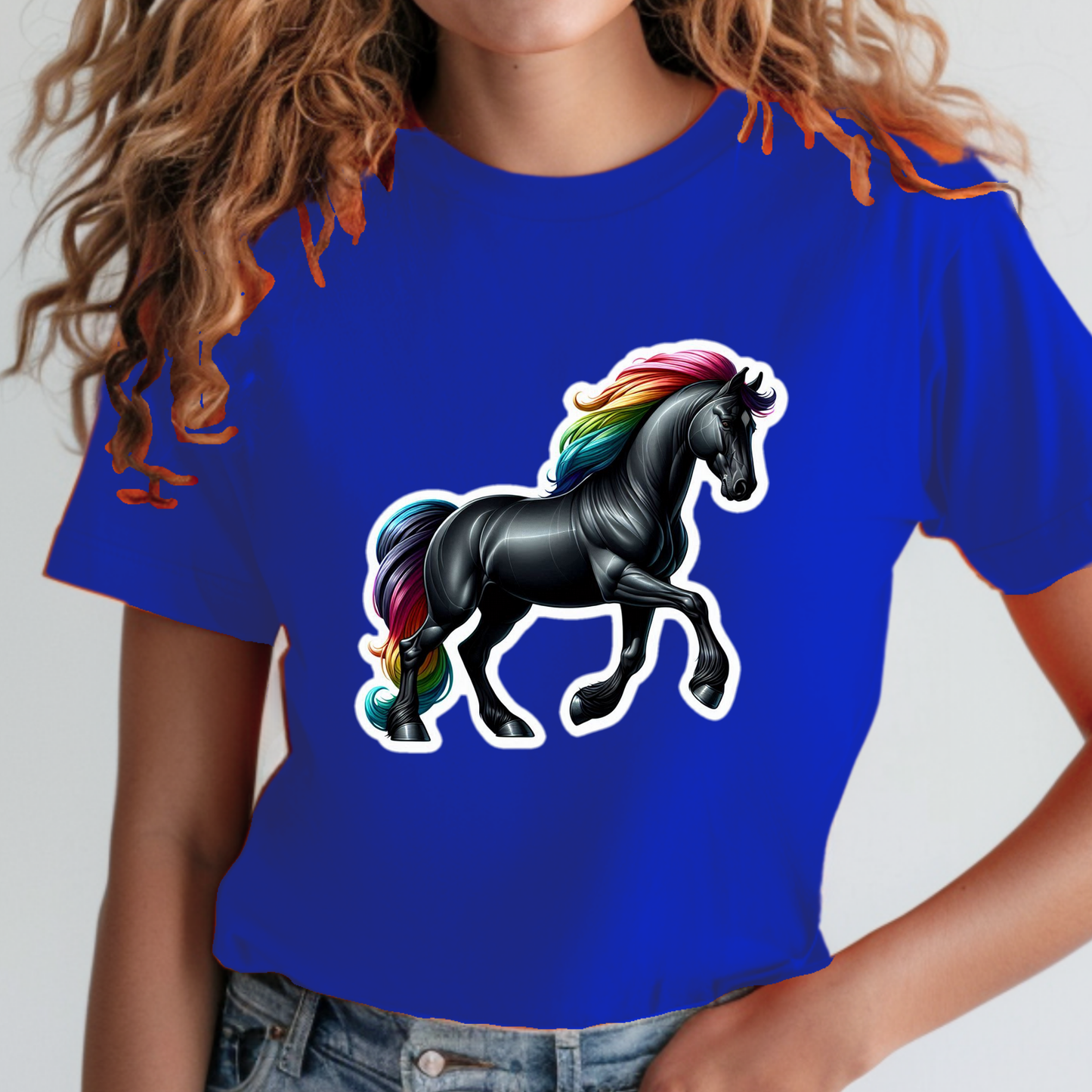 Rainbow Animals T-Shirt Collection: Black Stallion