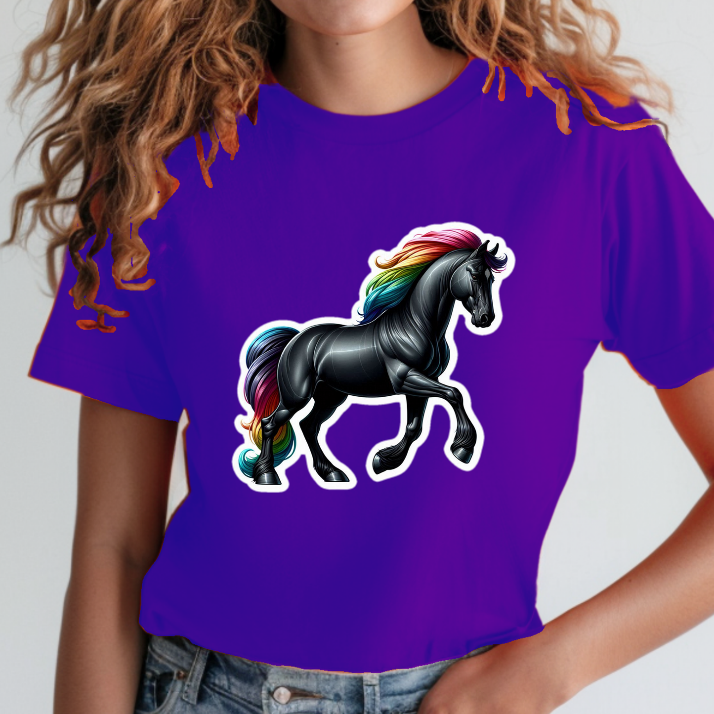 Rainbow Animals T-Shirt Collection: Black Stallion
