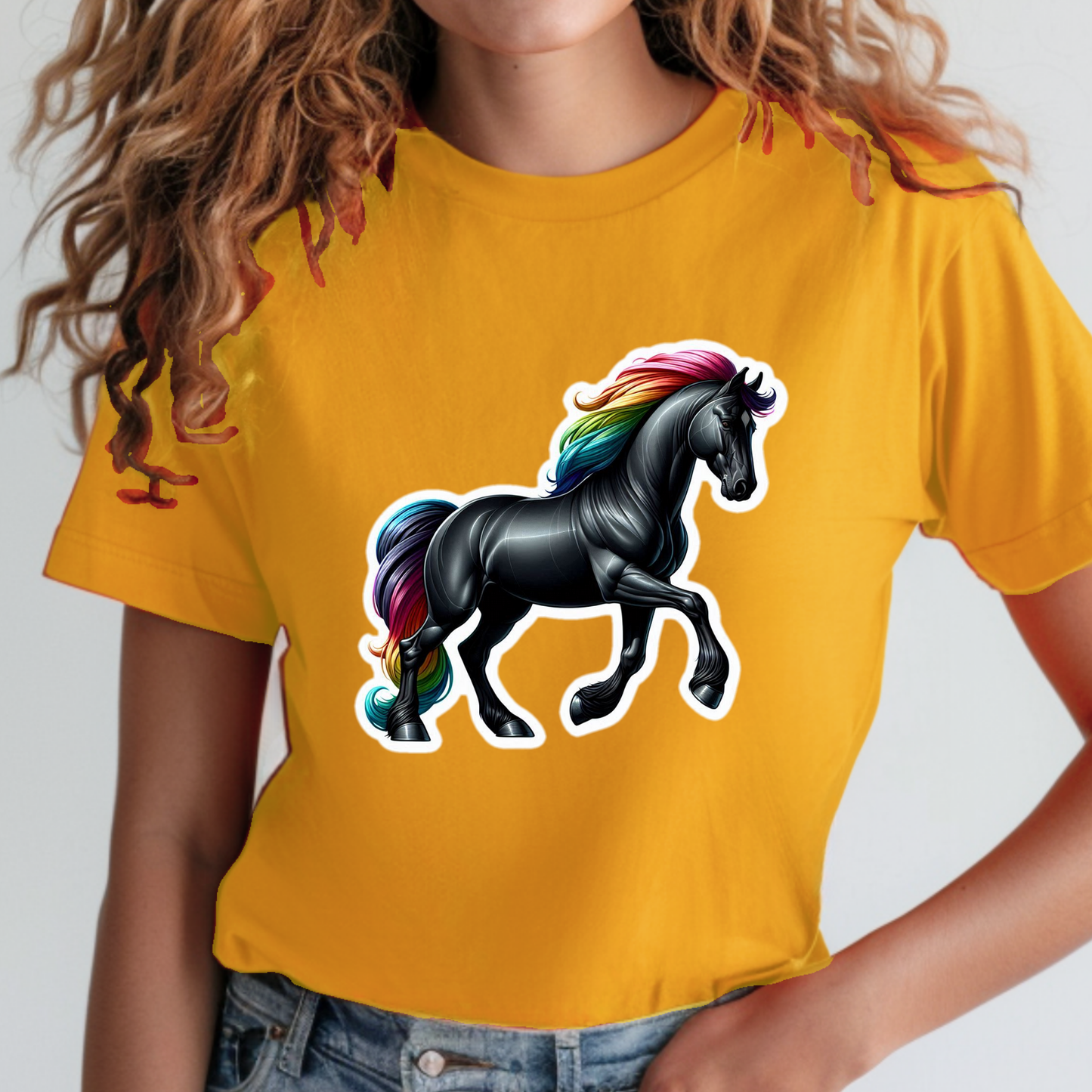 Rainbow Animals T-Shirt Collection: Black Stallion