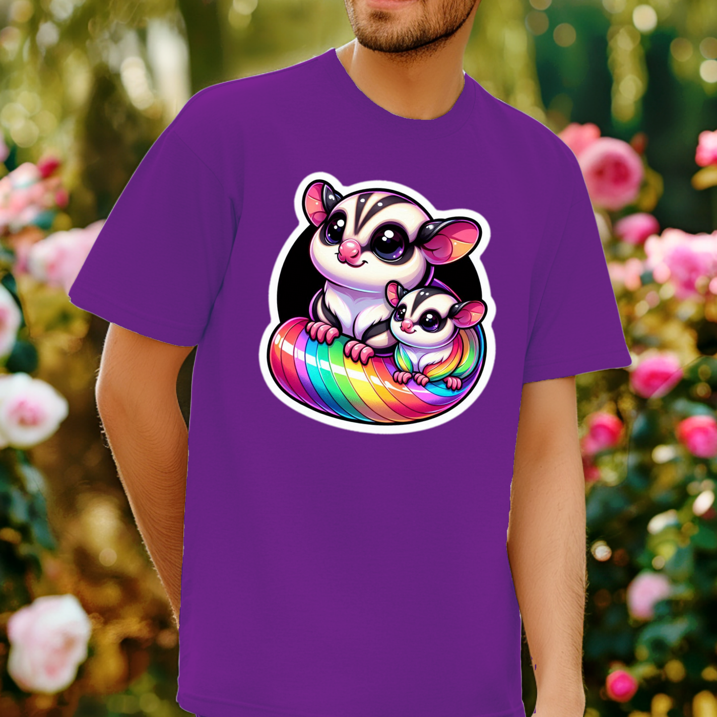 Rainbow Animals T-Shirt Collection: Cartoon Sugar Gliders