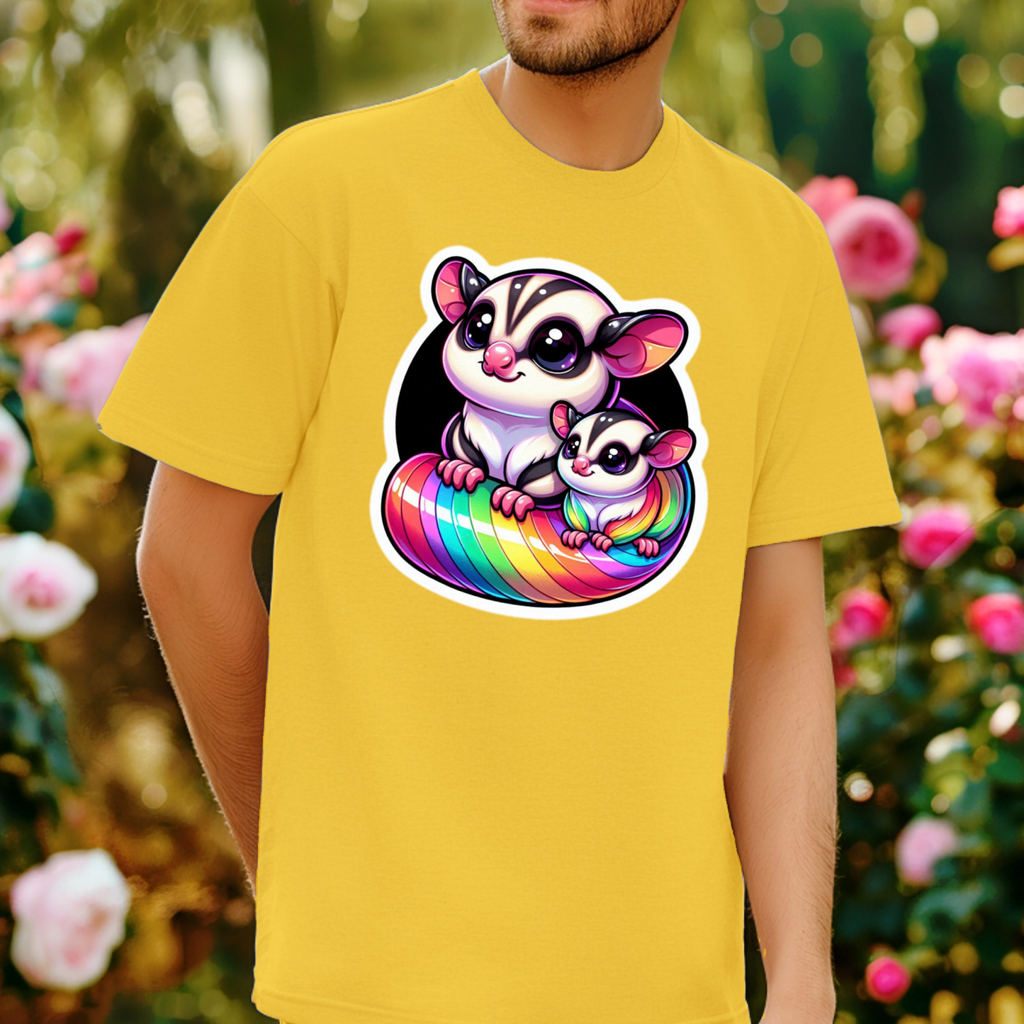 Rainbow Animals T-Shirt Collection: Cartoon Sugar Gliders