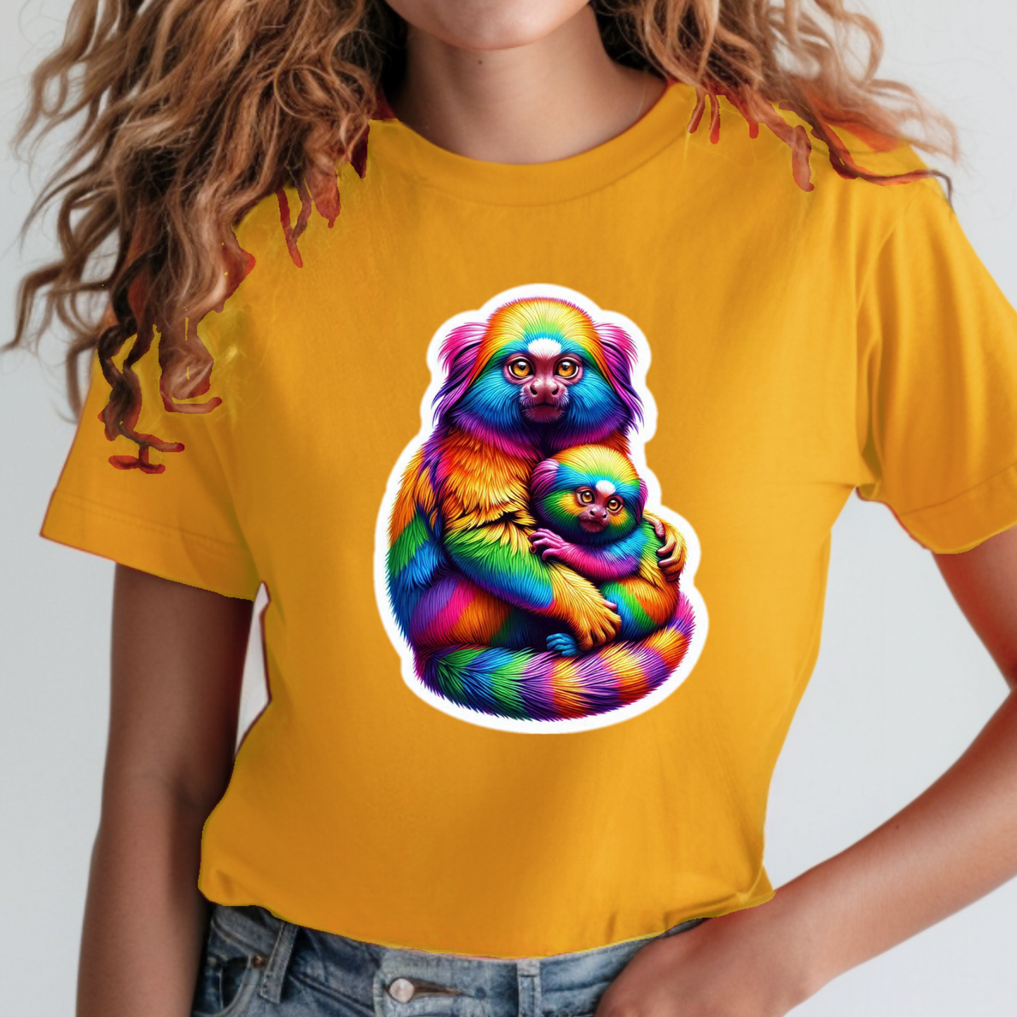 Rainbow Animals T-Shirt Collection: Cartoon Tamarins