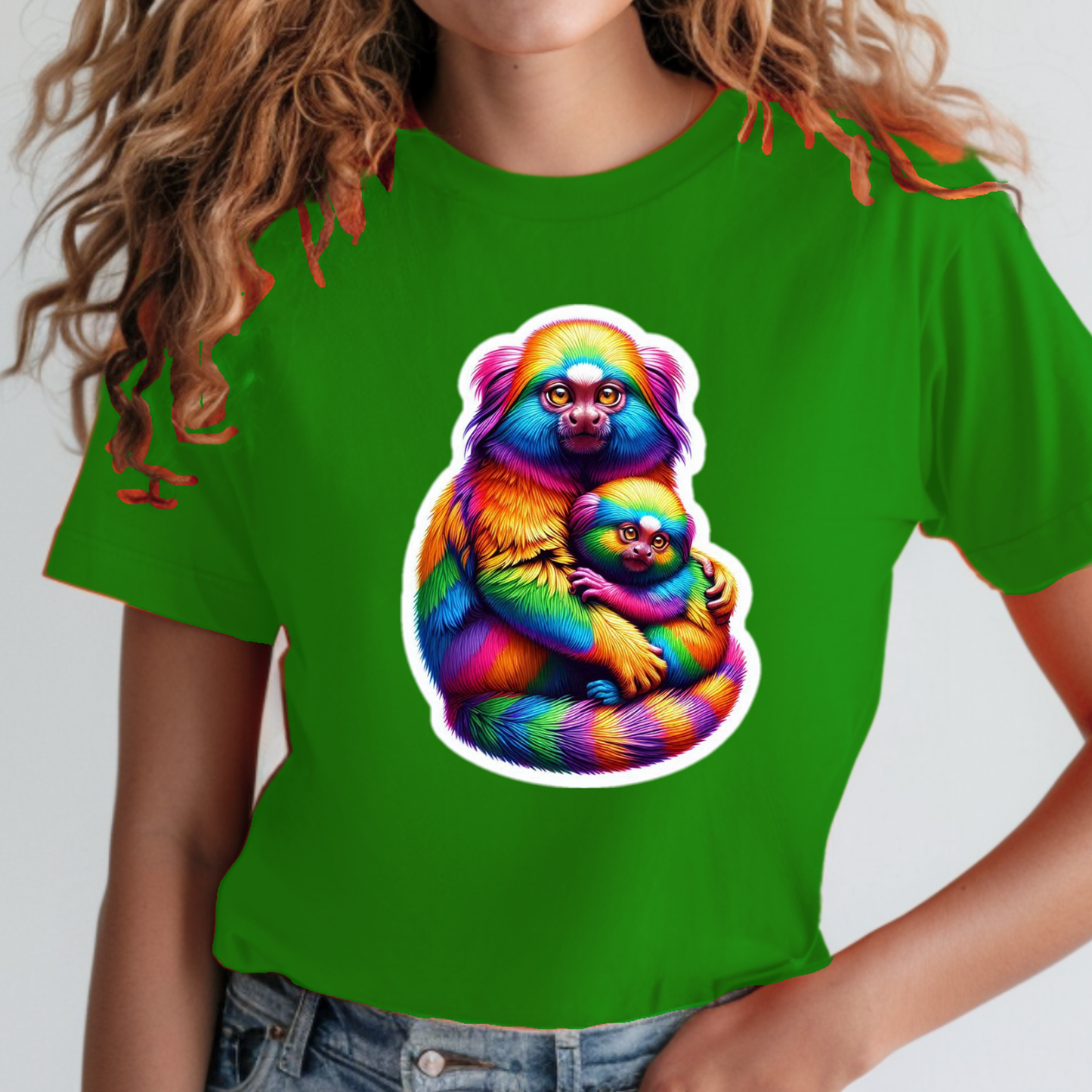 Rainbow Animals T-Shirt Collection: Cartoon Tamarins