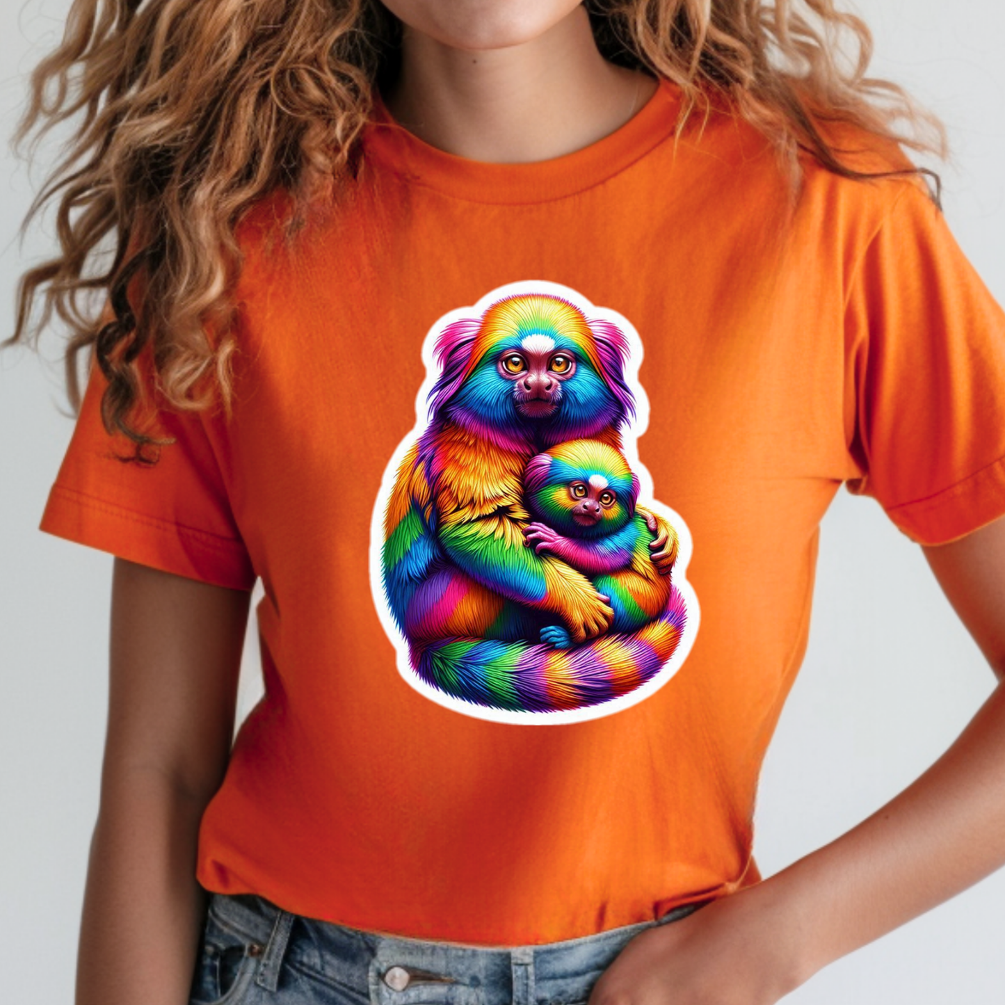 Rainbow Animals T-Shirt Collection: Cartoon Tamarins