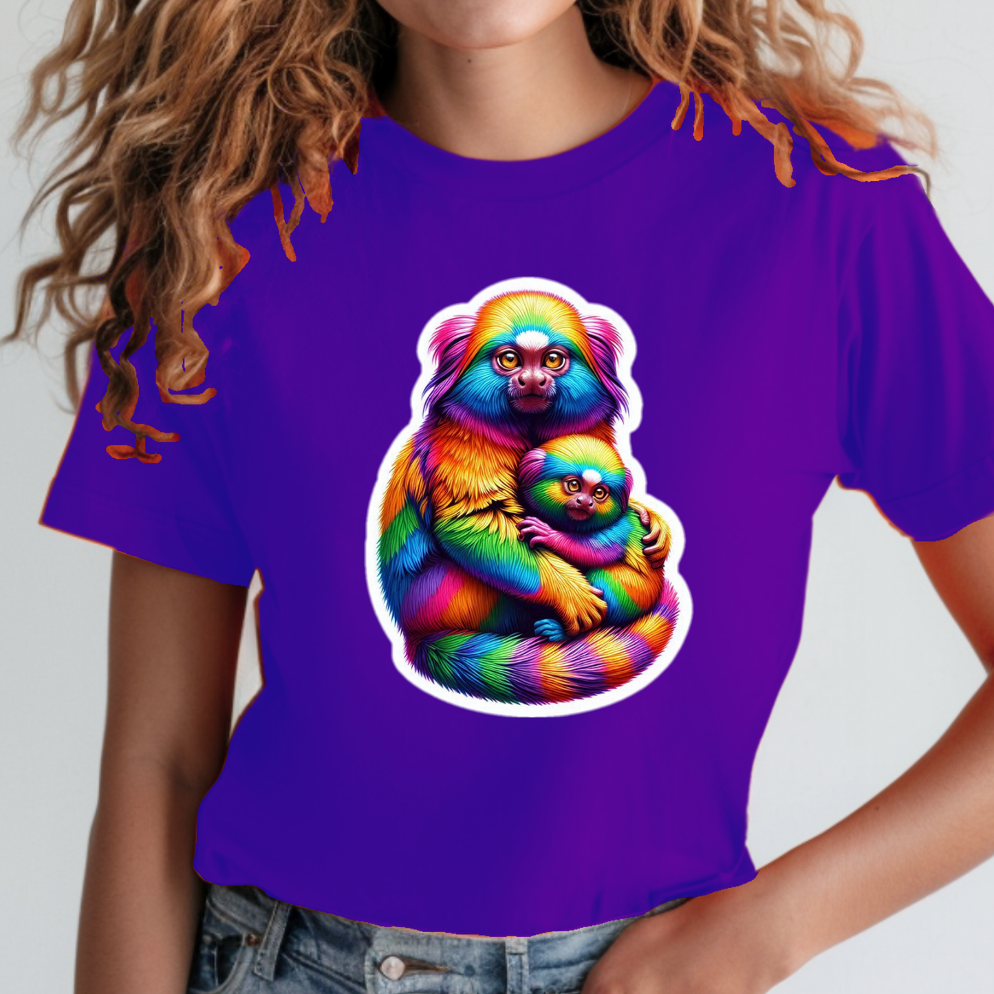 Rainbow Animals T-Shirt Collection: Cartoon Tamarins