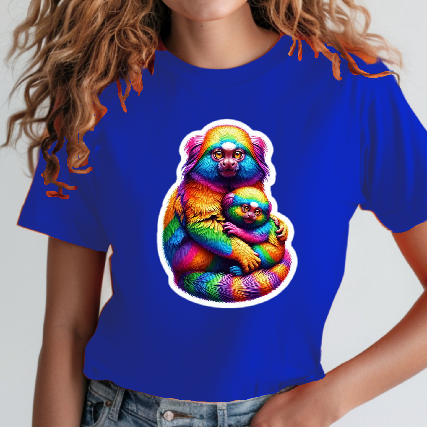 Rainbow Animals T-Shirt Collection: Cartoon Tamarins