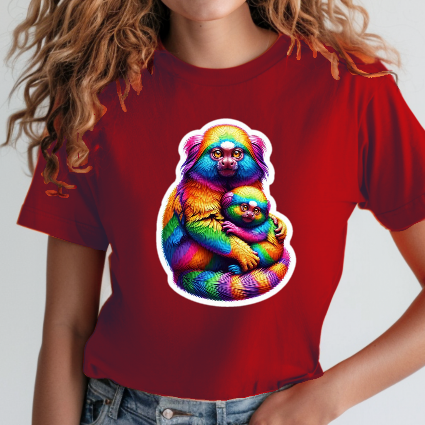 Rainbow Animals T-Shirt Collection: Cartoon Tamarins