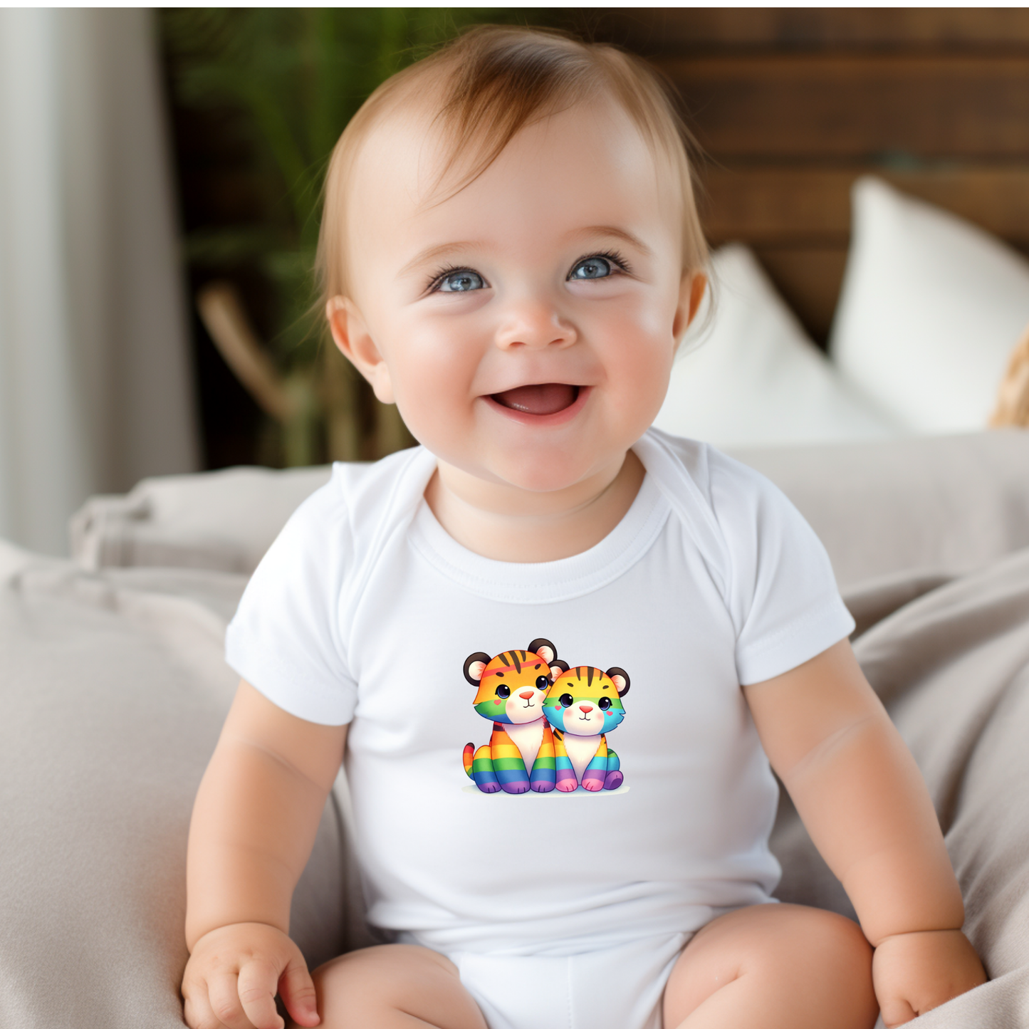 Onesie - Playful Rainbow Tigers