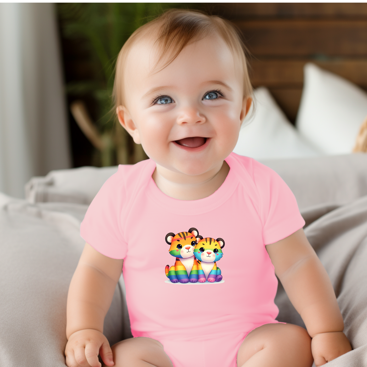 Onesie - Playful Rainbow Tigers
