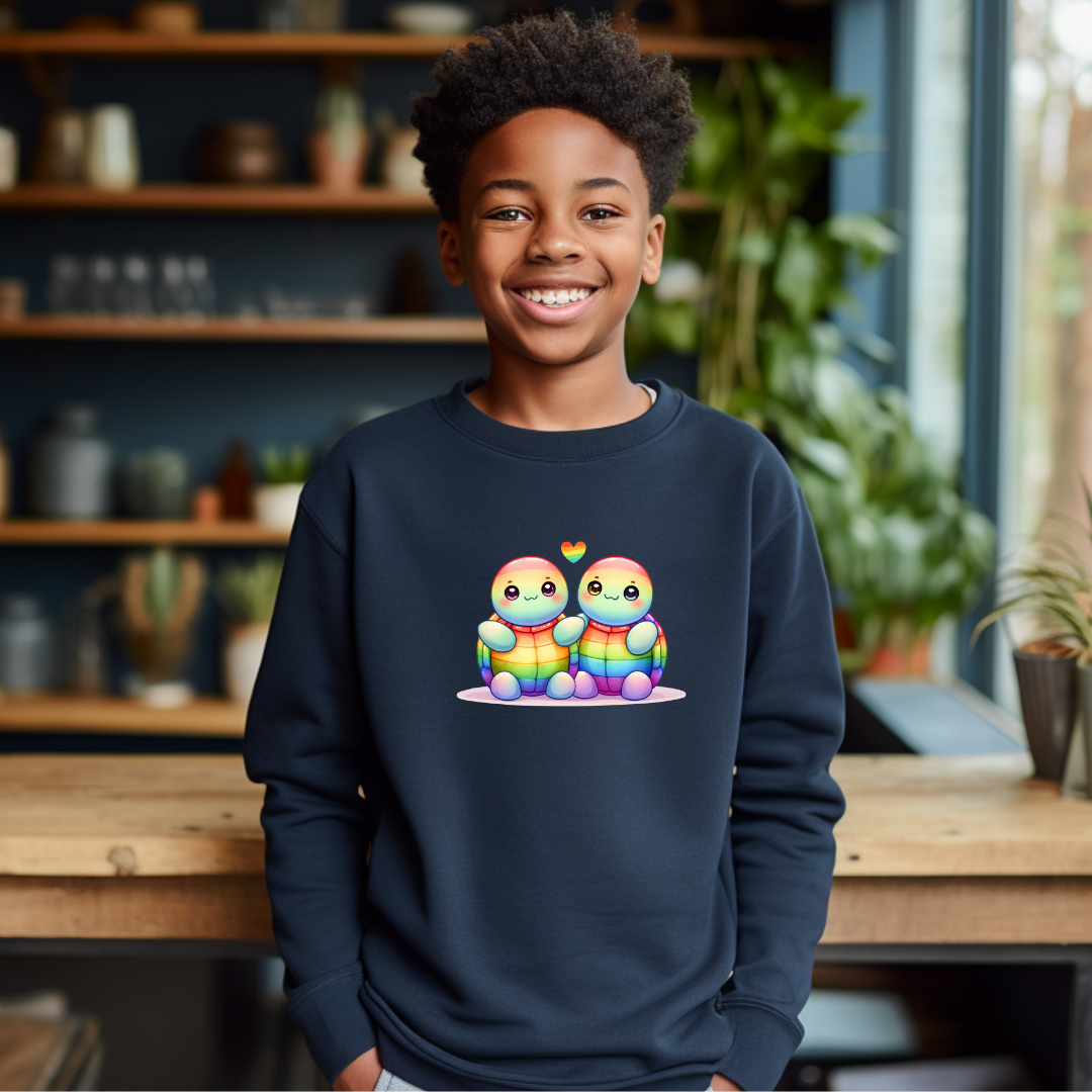 Kid's Sweatshirt - Cute Rainbow Animal Turtles