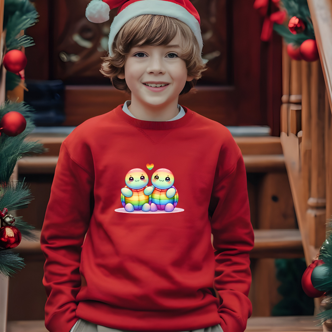 Kid's Sweatshirt - Cute Rainbow Animal Turtles
