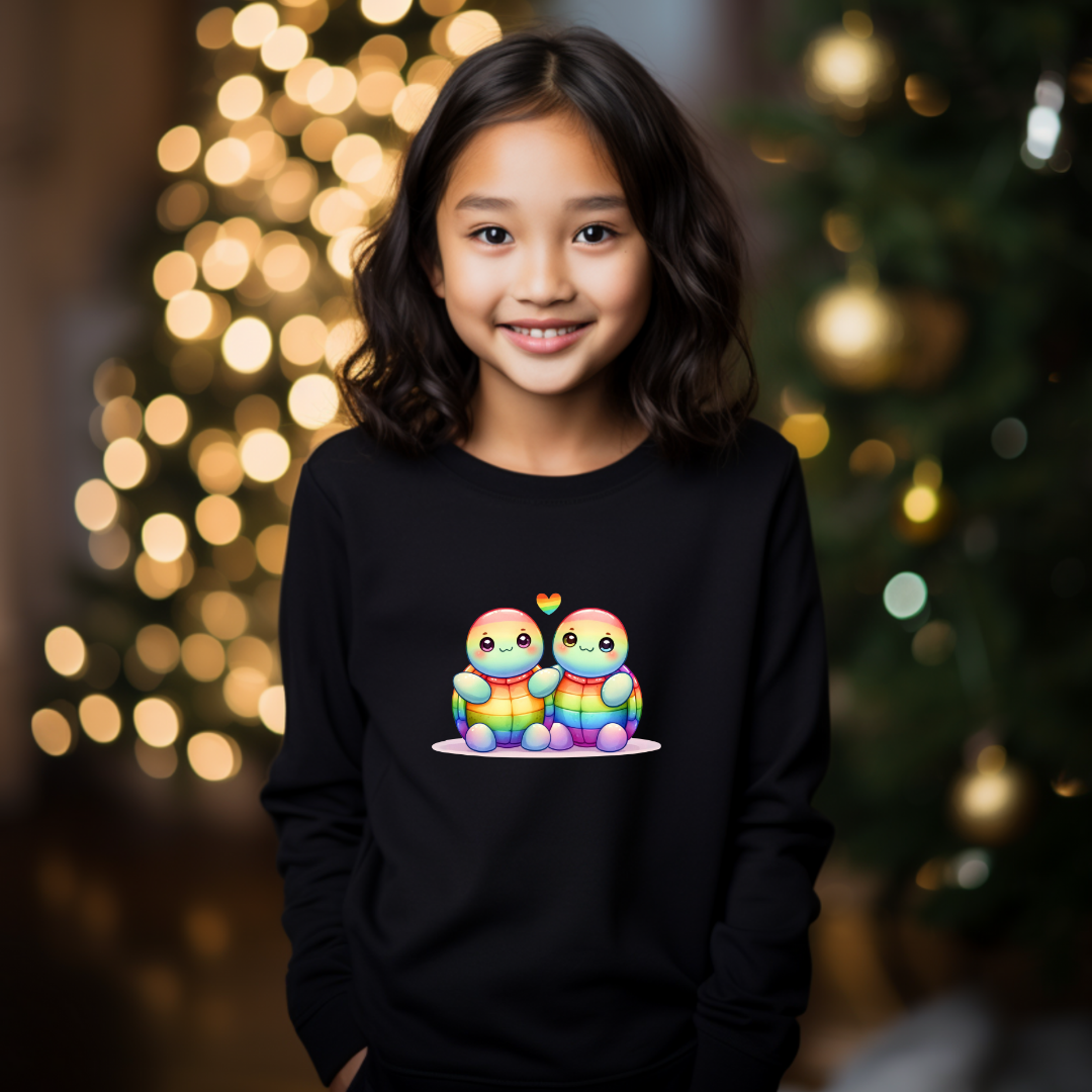 Kid's Sweatshirt - Cute Rainbow Animal Turtles