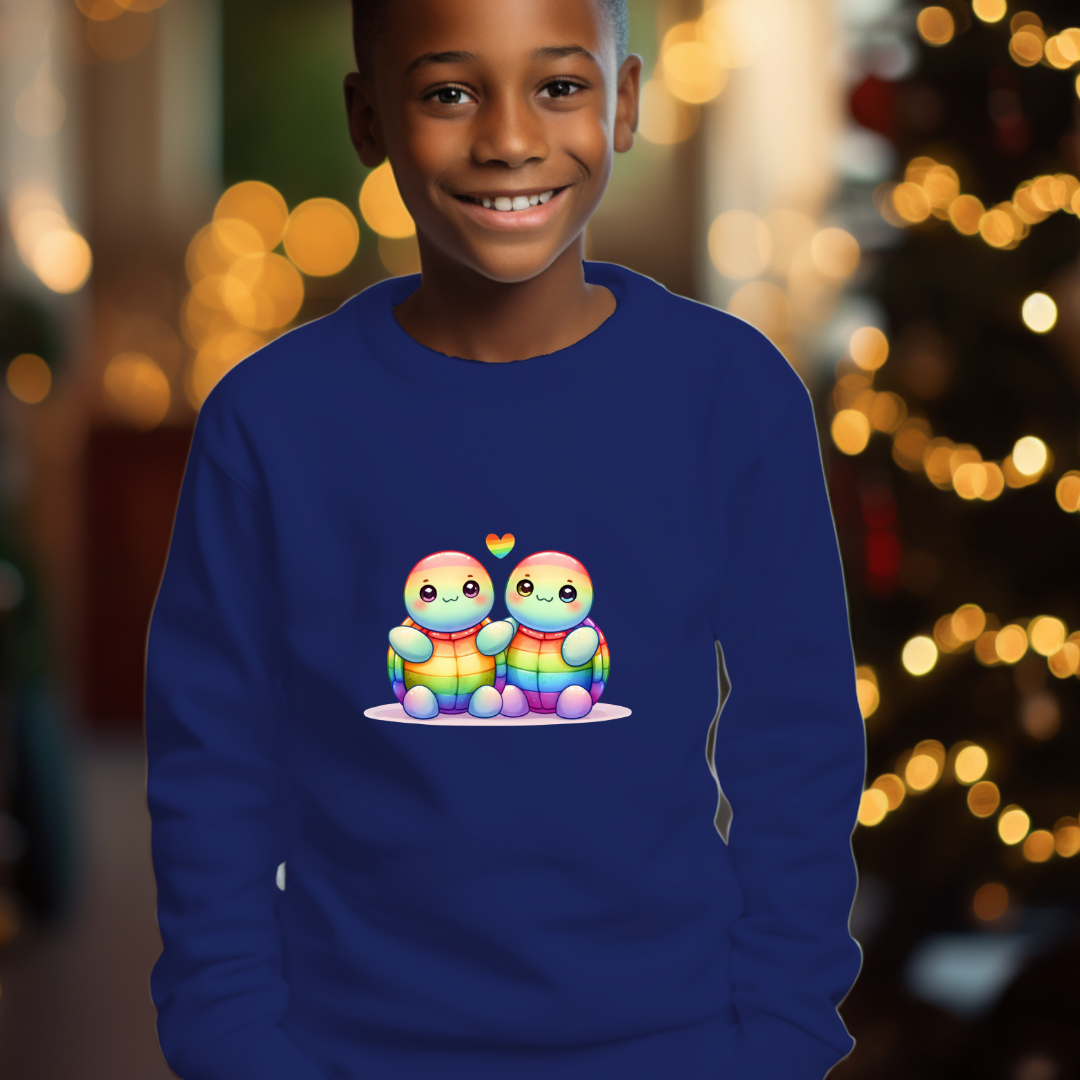 Kid's Sweatshirt - Cute Rainbow Animal Turtles