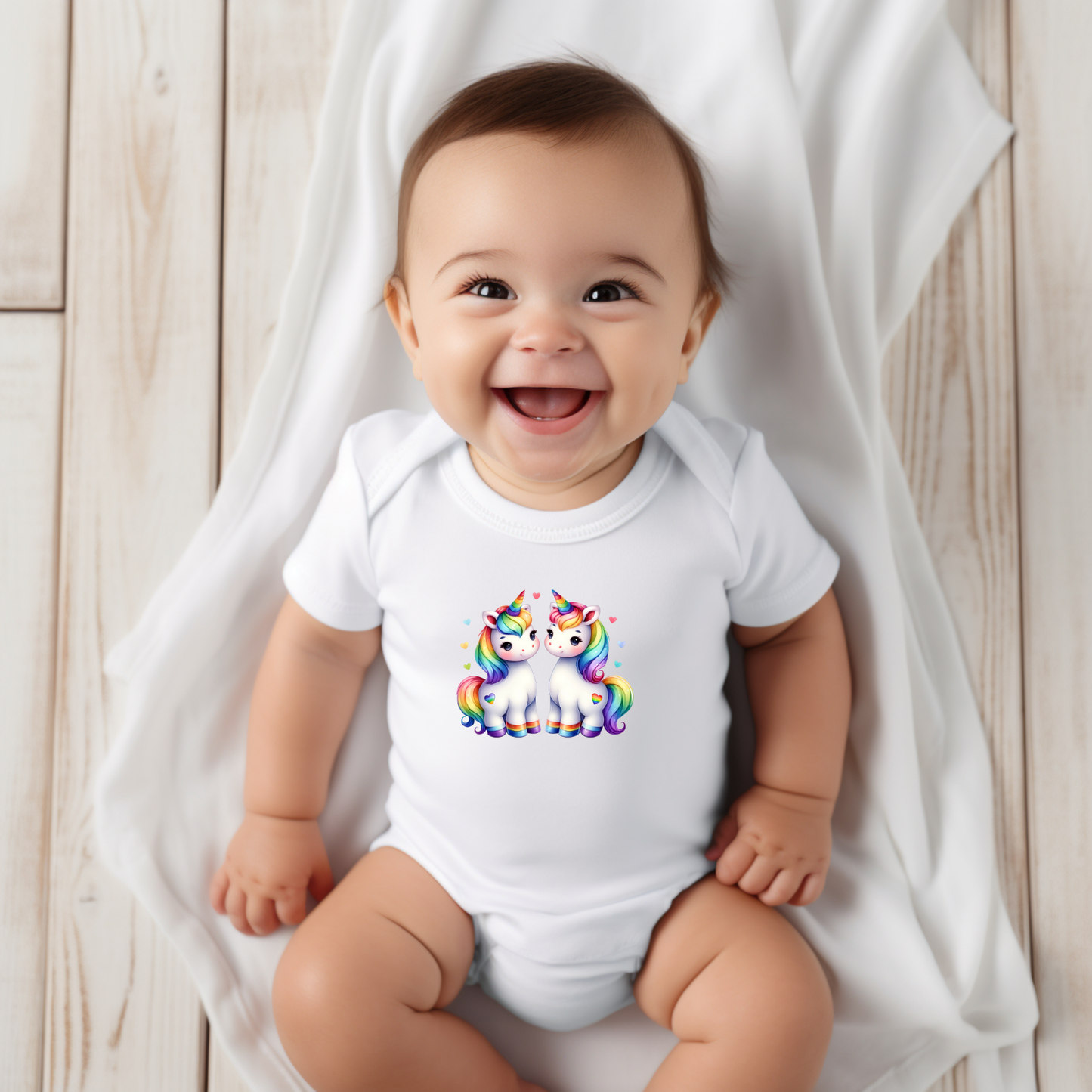 Onesie - Playful Rainbow Unicorns