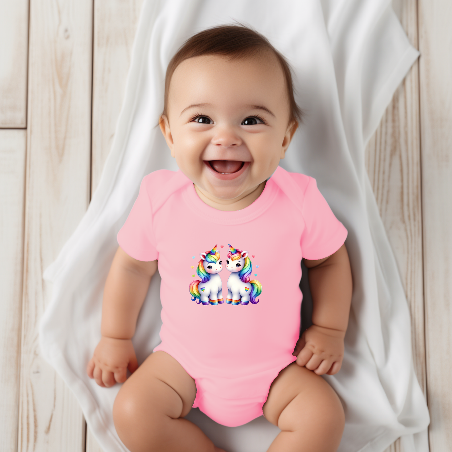 Onesie - Playful Rainbow Unicorns