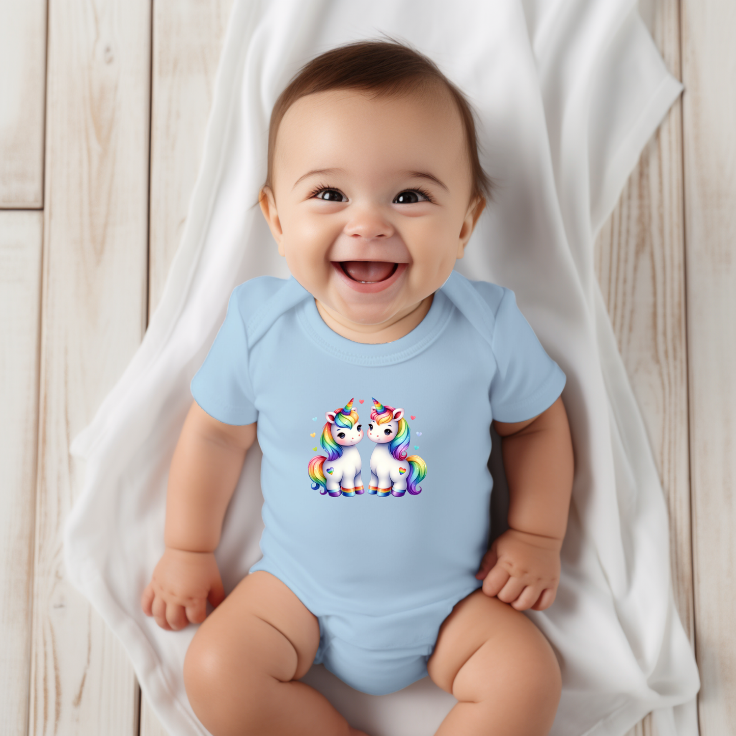 Onesie - Playful Rainbow Unicorns