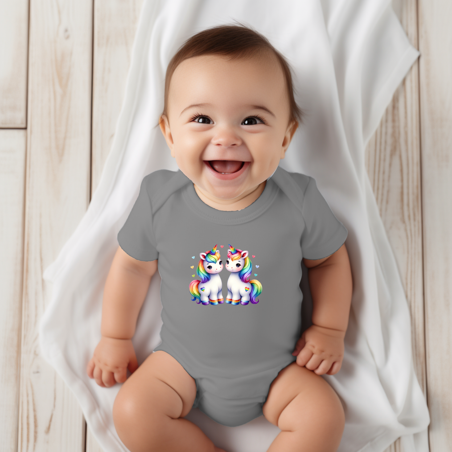 Onesie - Playful Rainbow Unicorns