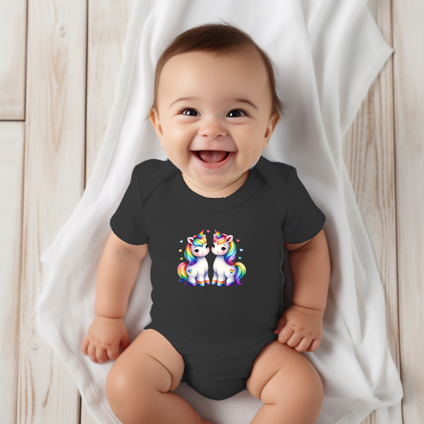 Onesie - Playful Rainbow Unicorns