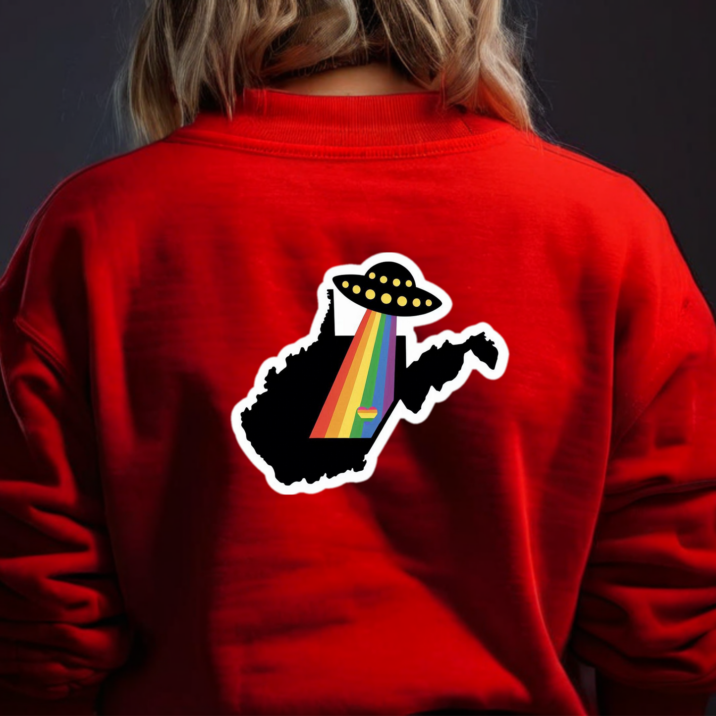 West Virginia PRIDE Sweatshirt On The Back